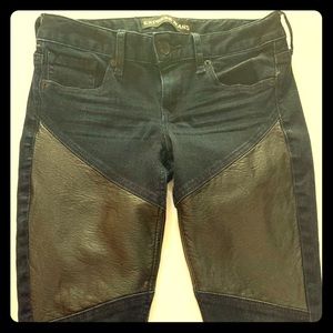 Express legging jeans with faux leather detail